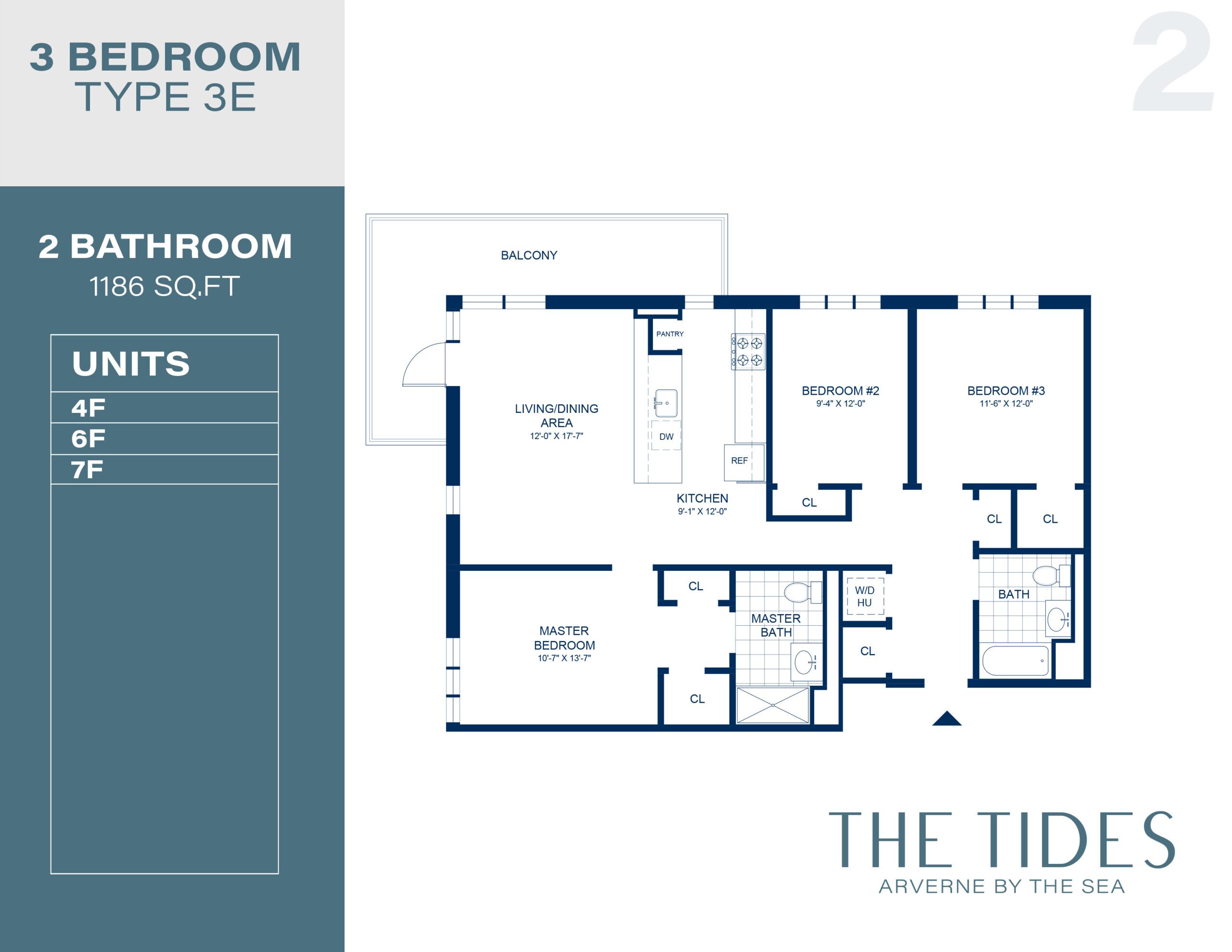  - View 2, Opens Model Box3 Bedroom Floorplans 3E