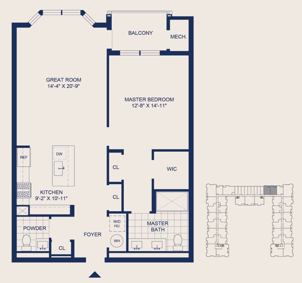 The Selby 1 Bedroom Floorplan
