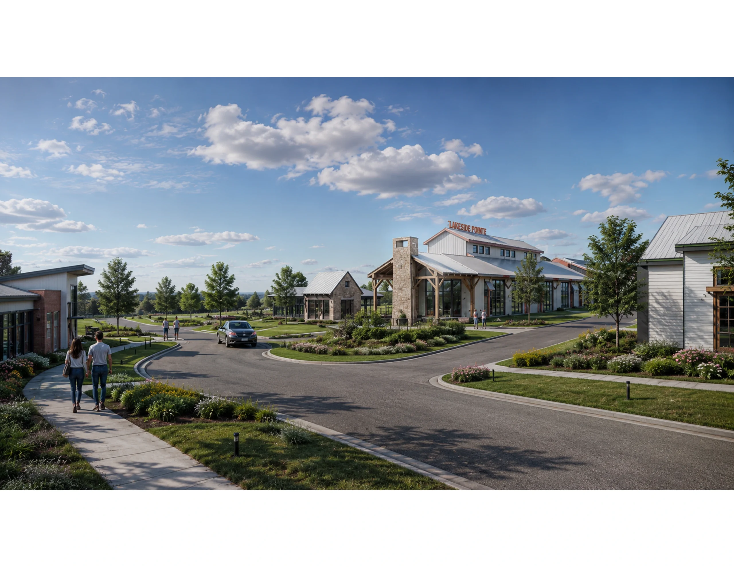 Rendered View Towards R3 Parking of The Shoppes at Lakeside Pointe