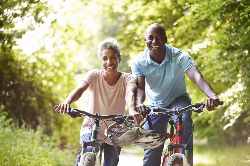AfricanAmerican Couple Biking