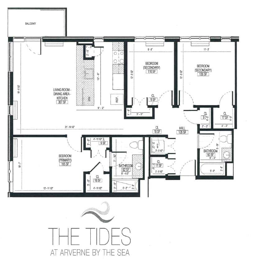 3 Bedrooms, 2 Bathrooms, 1244sqft with balcony
