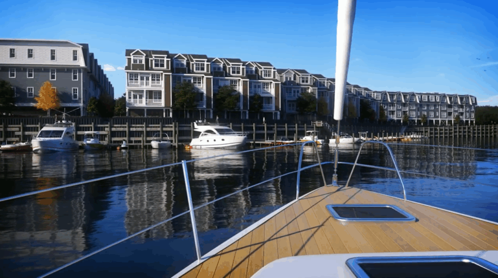 View of Marina Pointe in East Rockaway from the water