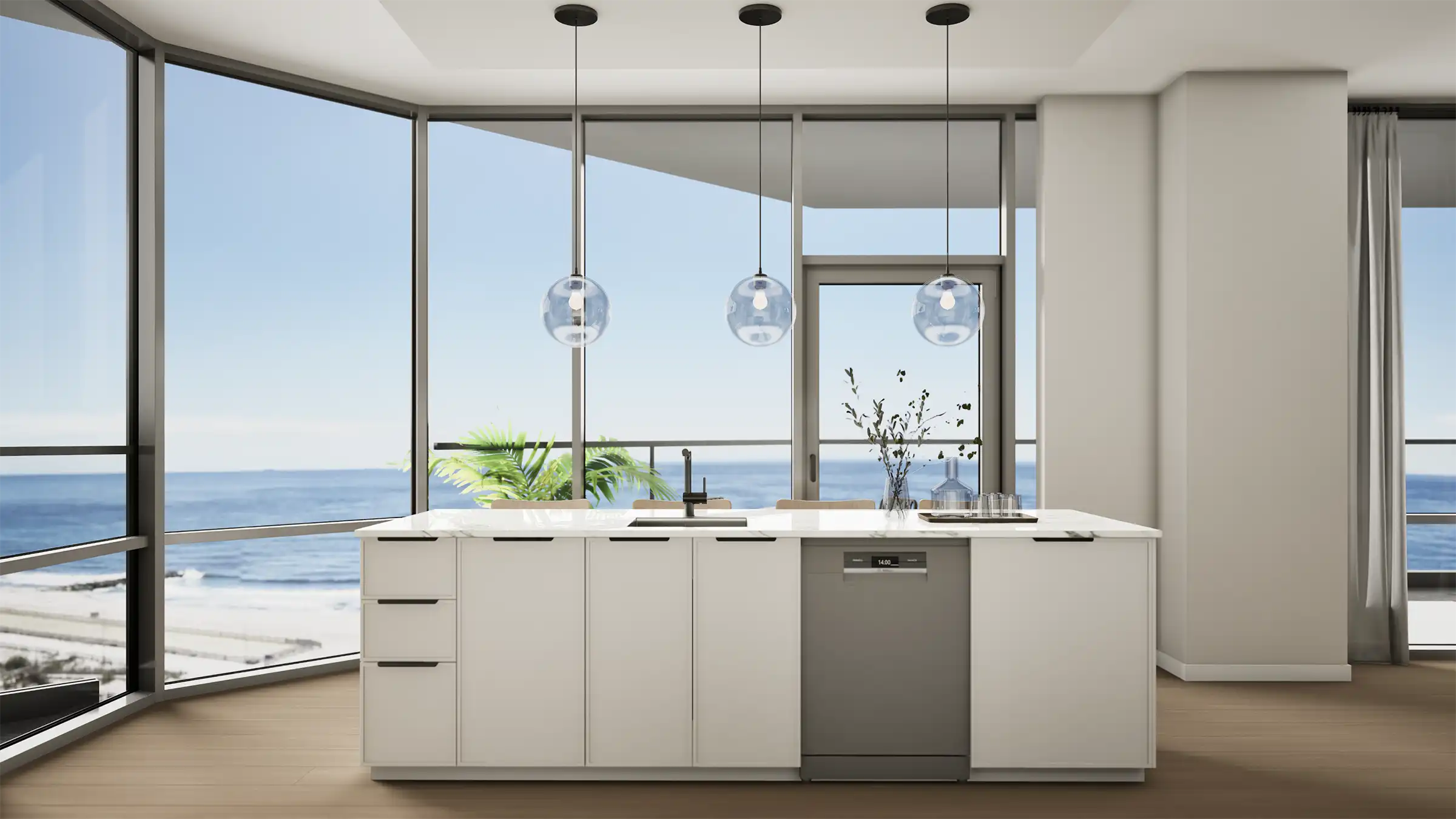Kitchen Rendering Unit 8 at Lighthouse Beach 67th