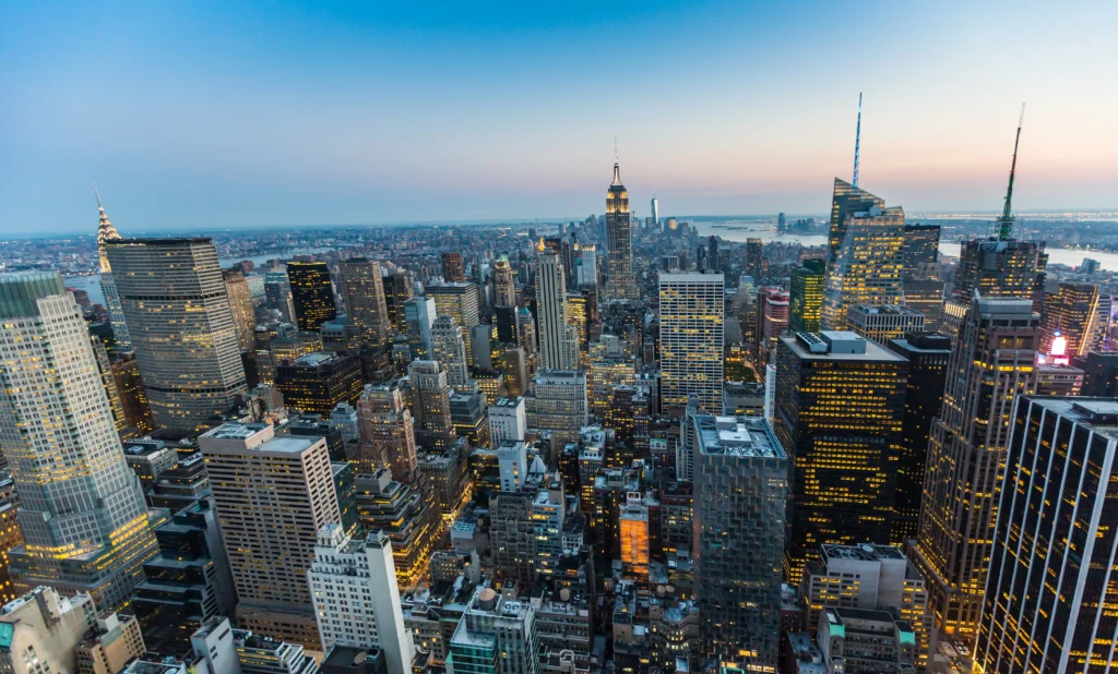 Aerial View of New York at Dusk