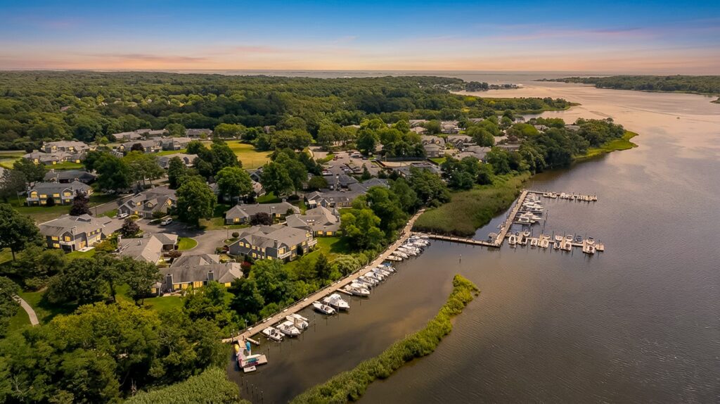 Aerial Drone Shot of The Waterways at Moriches