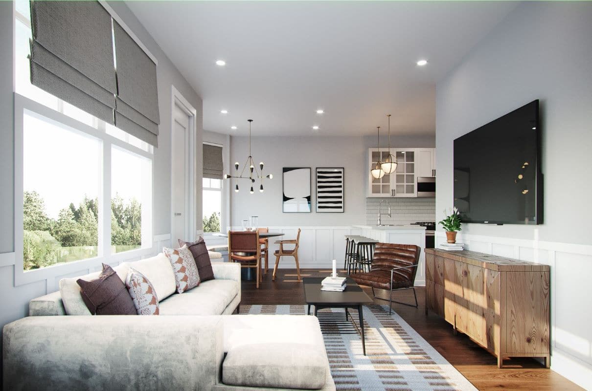  - View 3, Opens Model BoxA Model Living and Dining