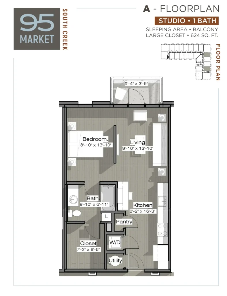95 Market A Floorplan Studio at South Creek