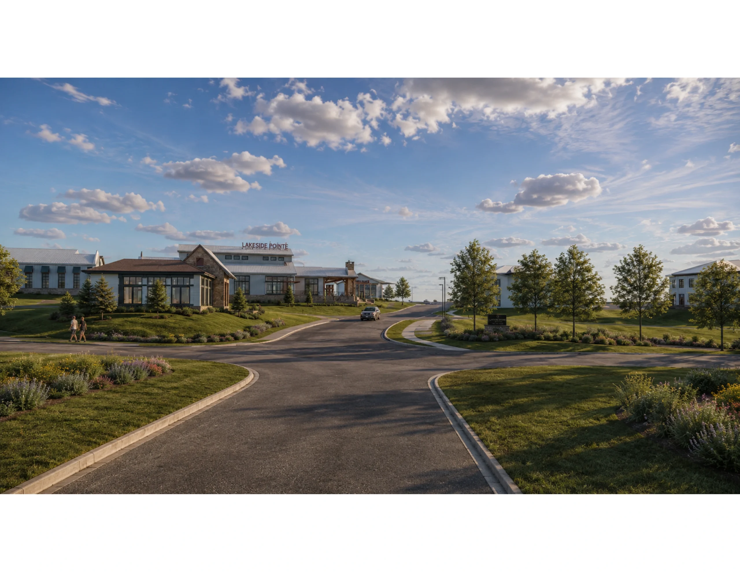 The Shoppes Exterior Entrance Rendering at Lakeside Pointe