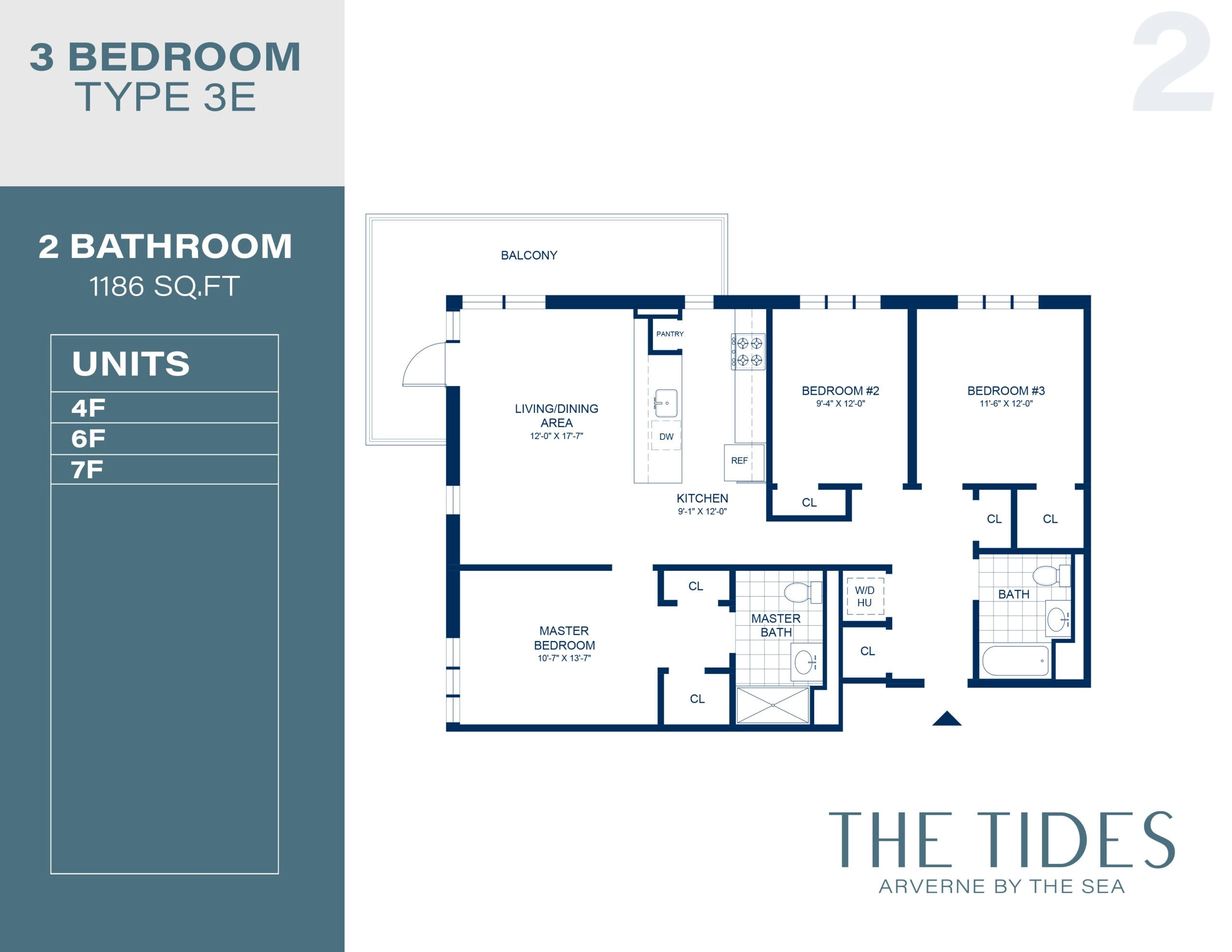  - View 2, Opens Model Box3 Bedroom Floorplans 3E