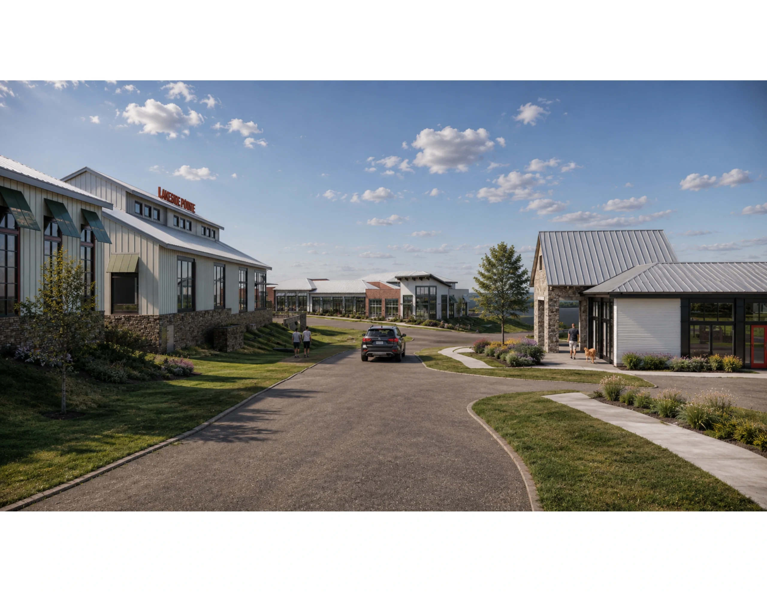 Rendered Image of The Shoppes at Lakeside Pointe | View Fighting Creek E-to-W_Towards R4-O3-R5