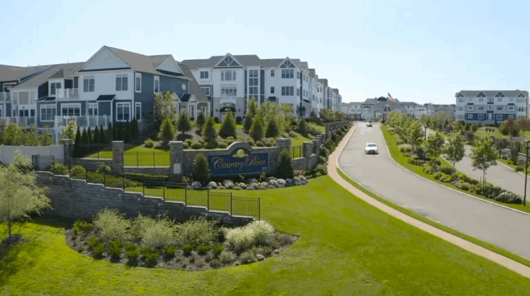Aerial shot of Sign at Country Pointe Plainview