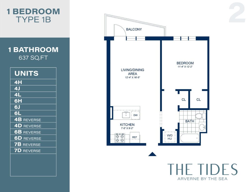 Tides 2 1B Floor Plan 1 Bed 1 Bath
