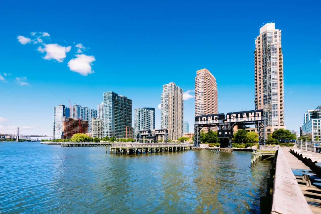 Long Island City boardwalk in Queens, NY