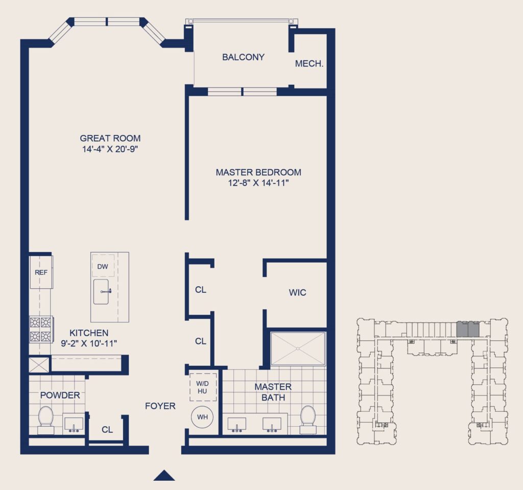 The Selby 1 Bedroom Floorplan