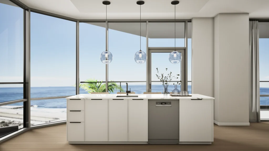  - View 32, Opens Model BoxUnit8 Kitchen
