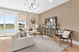 Villa - Unit H - Living Room - View 1, Opens Model Box