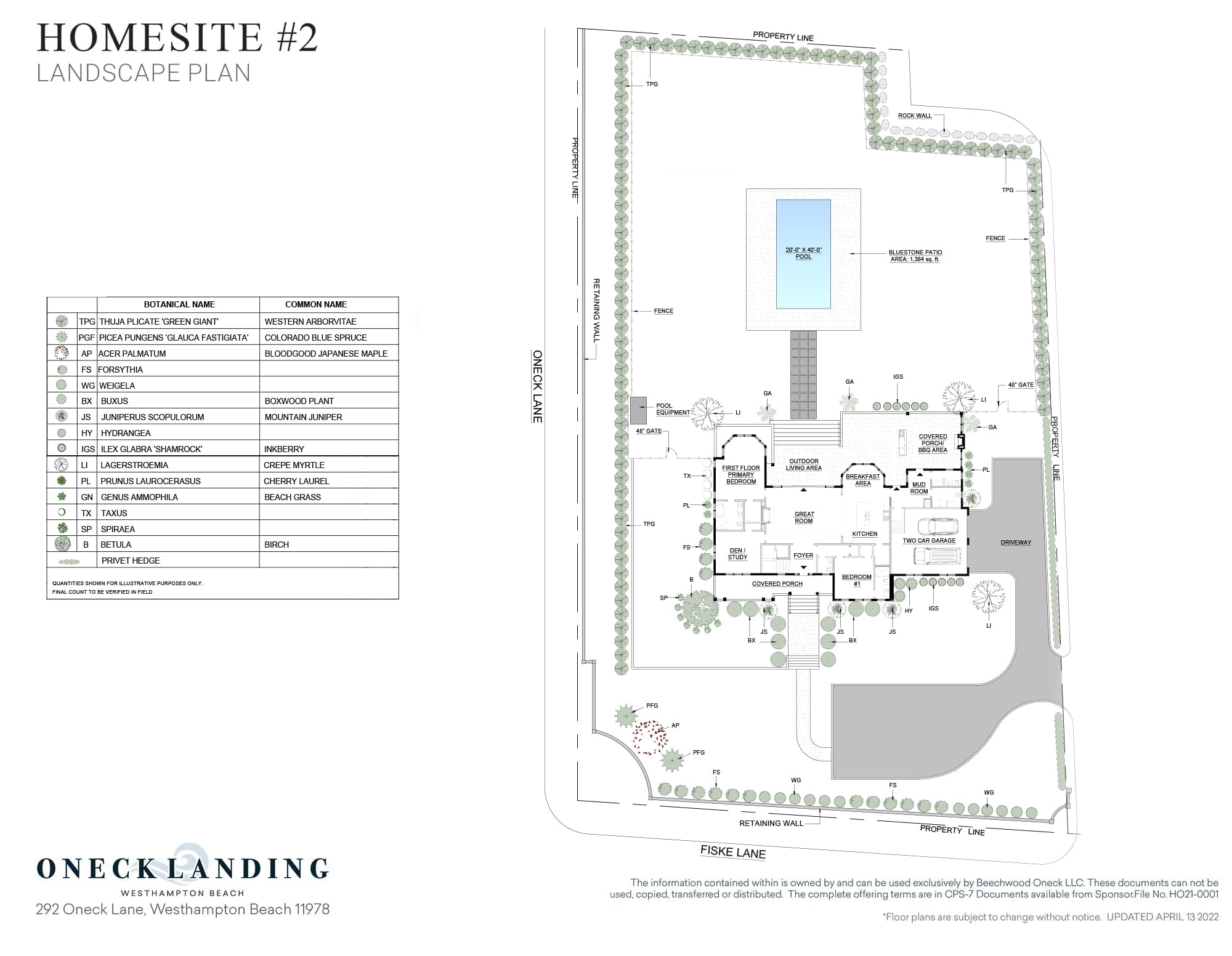 Oneck Lot 2 Landscaping Plan