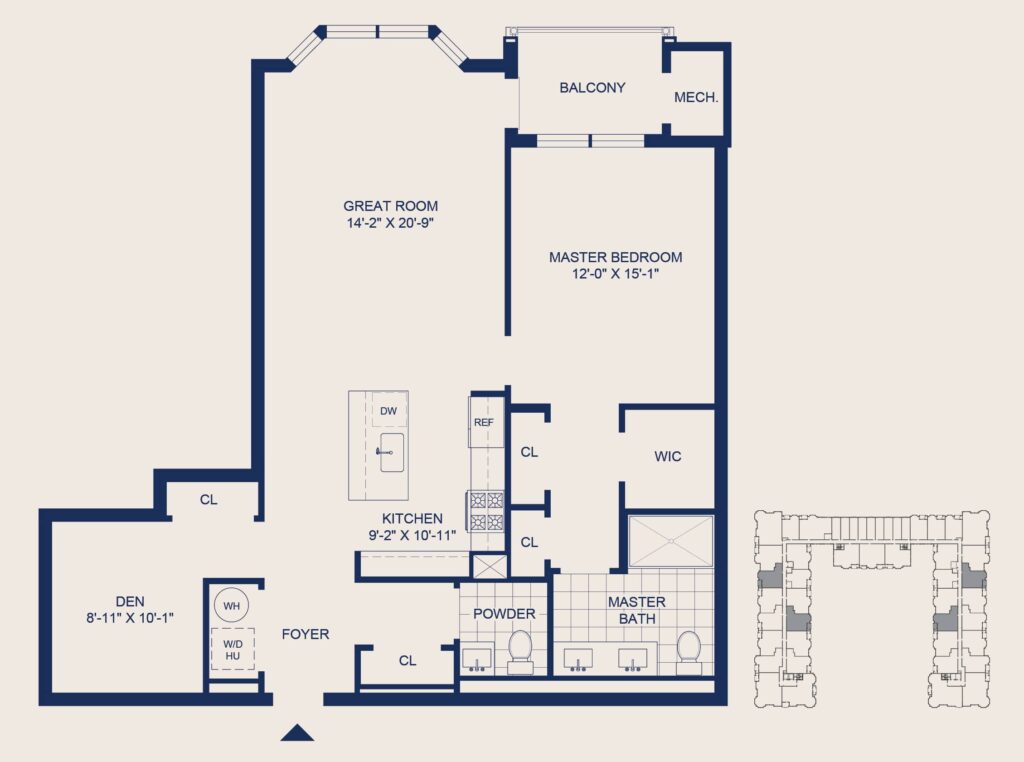 The Selby 1 Bedroom Floorplan