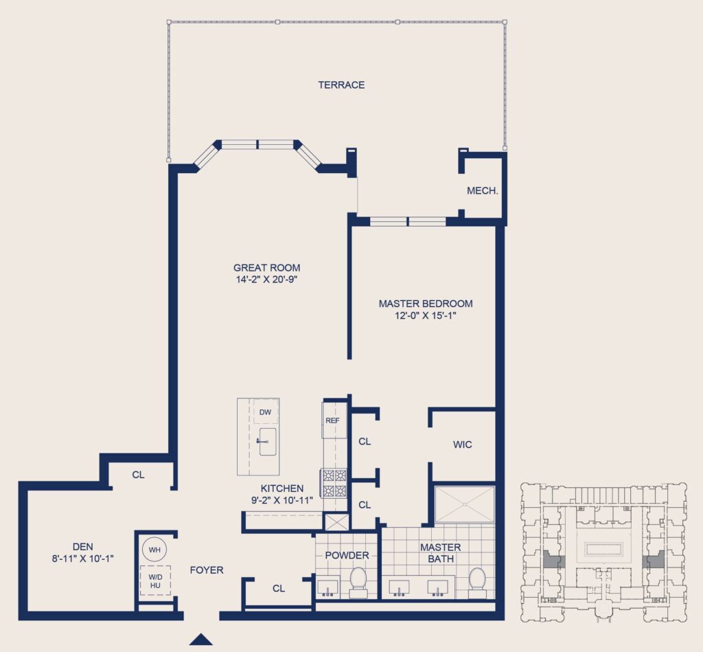The Selby 1 Bedroom Floorplan
