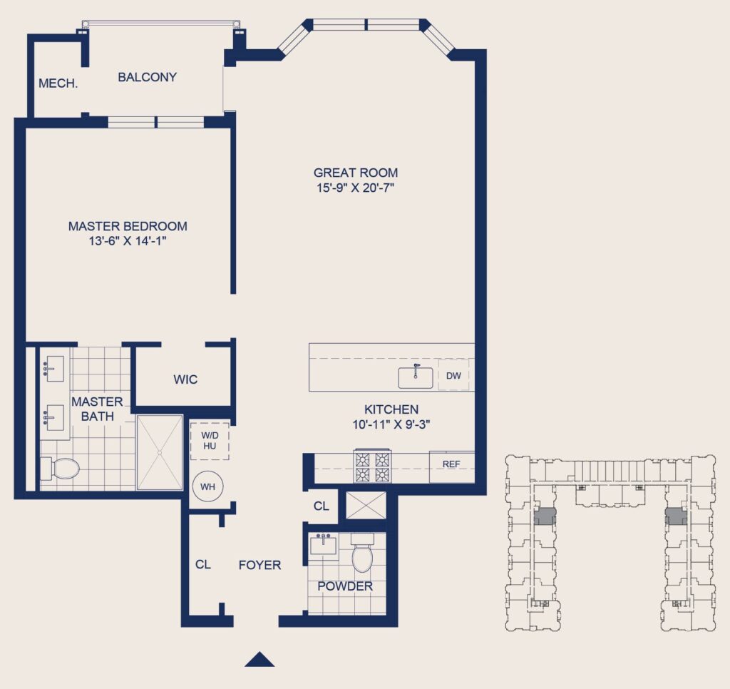 The Selby 1 Bedroom Floorplan