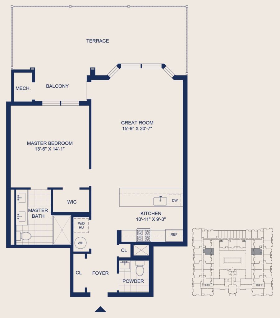 The Selby 1 Bedroom Floorplan
