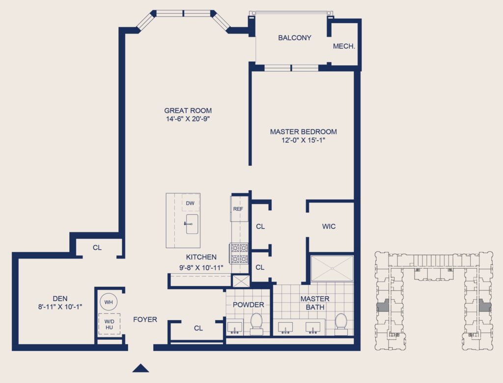 The Selby 1 Bedroom Floorplan