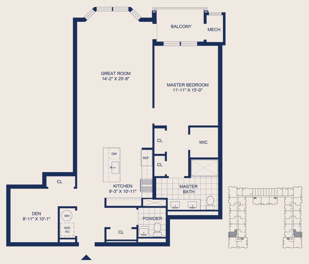 The Selby 1 Bedroom Floorplan