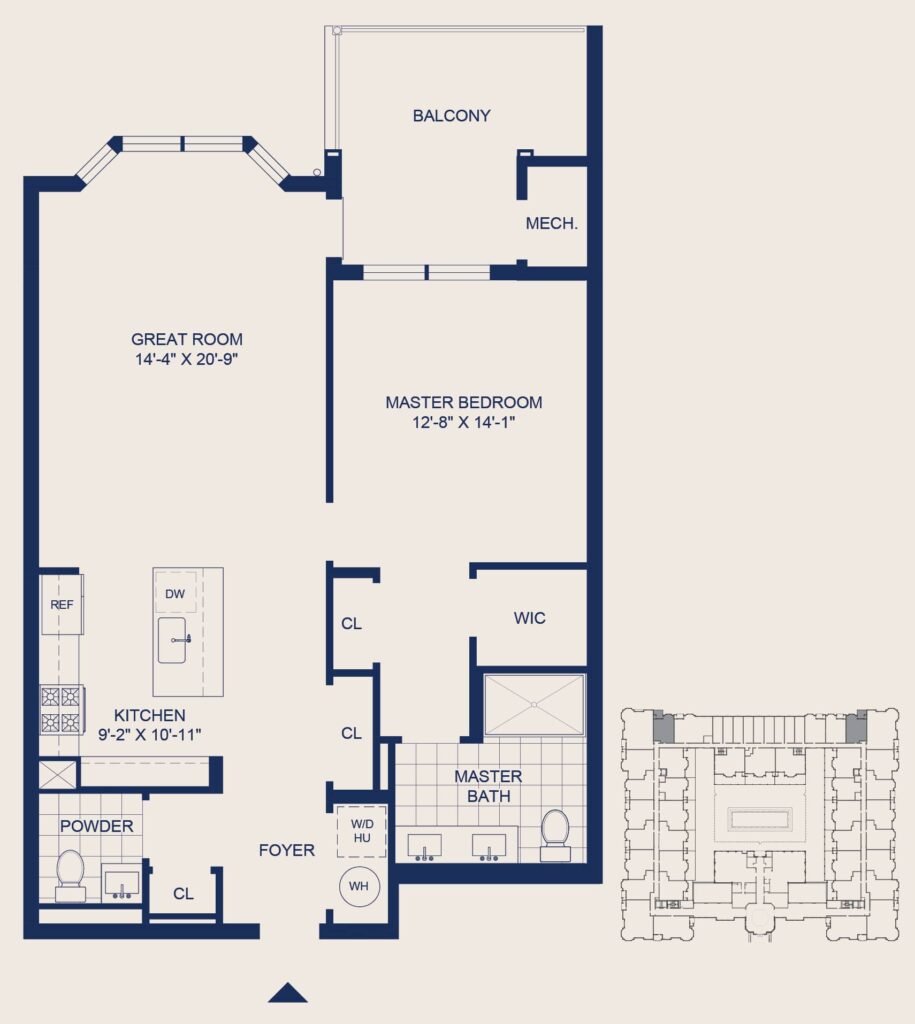 The Selby 1 Bedroom Floorplan