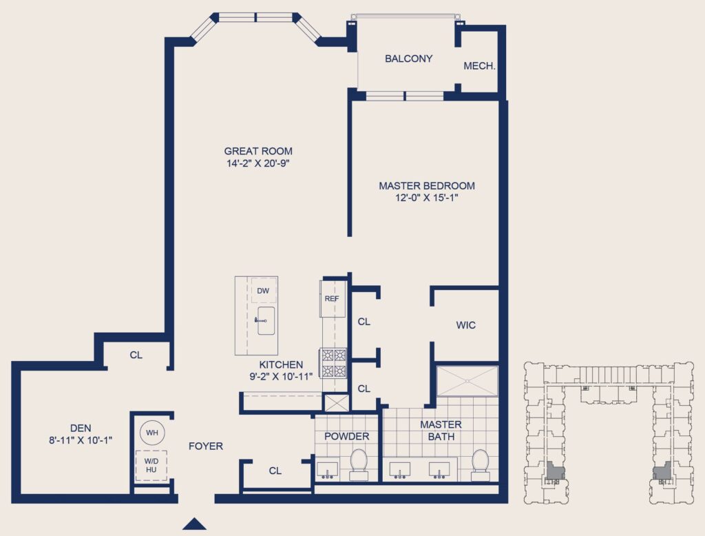 The Selby 1 Bedroom Floorplan