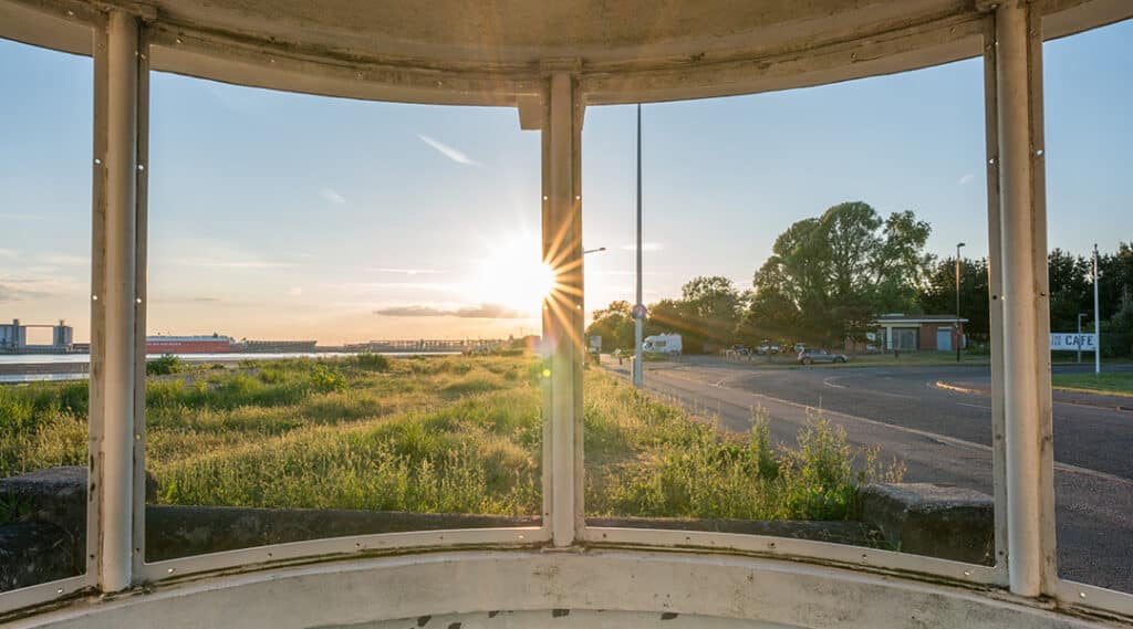 Window looking out to Westhampton beach and street view