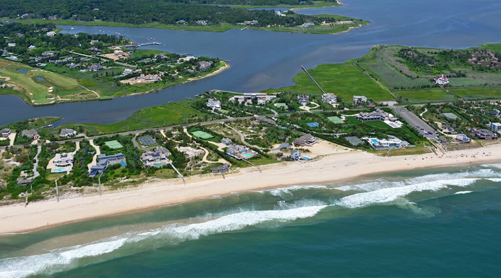 Bird's eye view of Hamptons Beach in Long Island