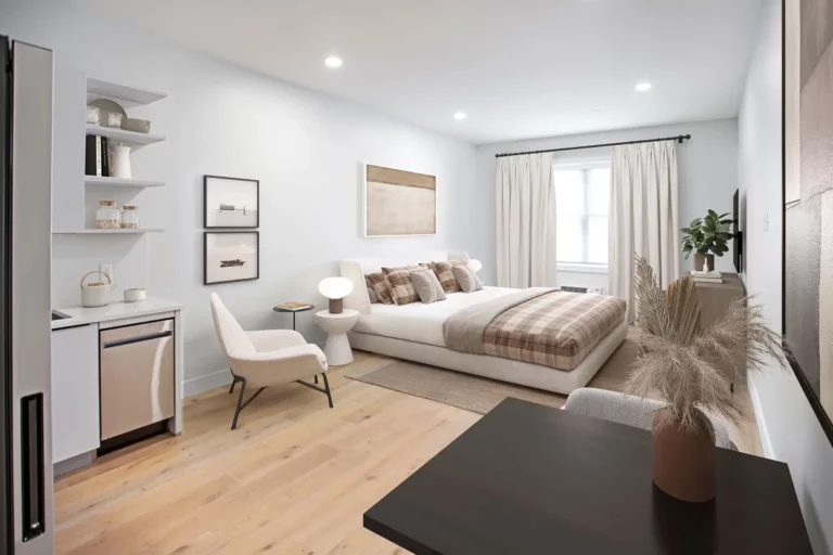 Studio Living Space - Bed View - View 4, Opens Model Box