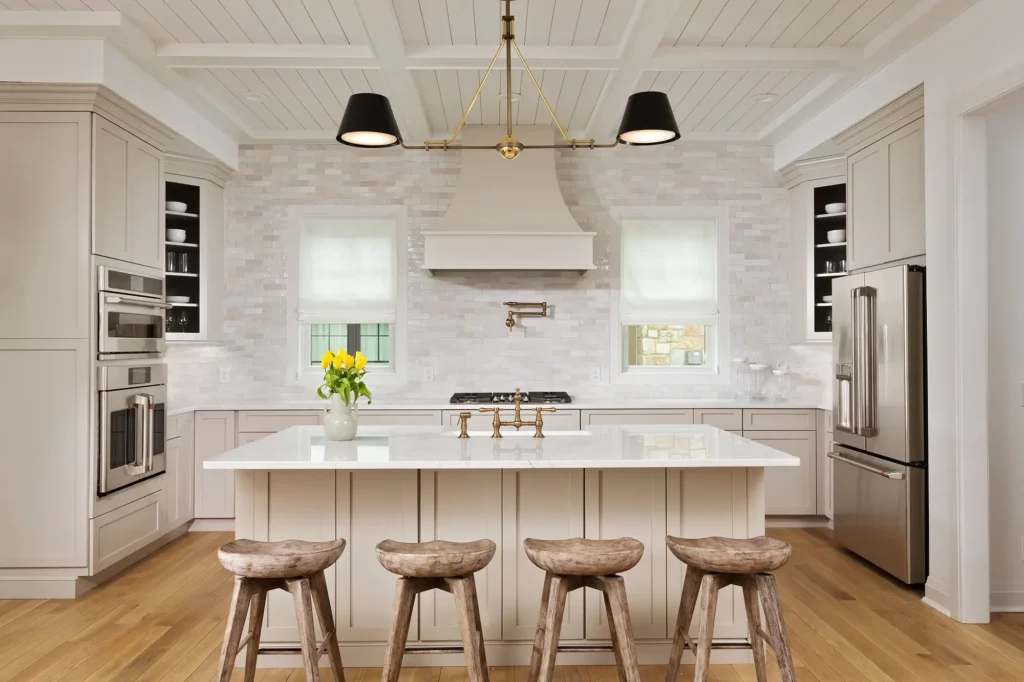 Modern kitchen interior of Bishops Grant, a set of four single-family homes in Southampton, NY, completed in 2018 by Beechwood Homes.
Image Caption: The pristine kitchen of Bishops Grant single-family homes in Southampton, NY, captured in its unused state in 2018.