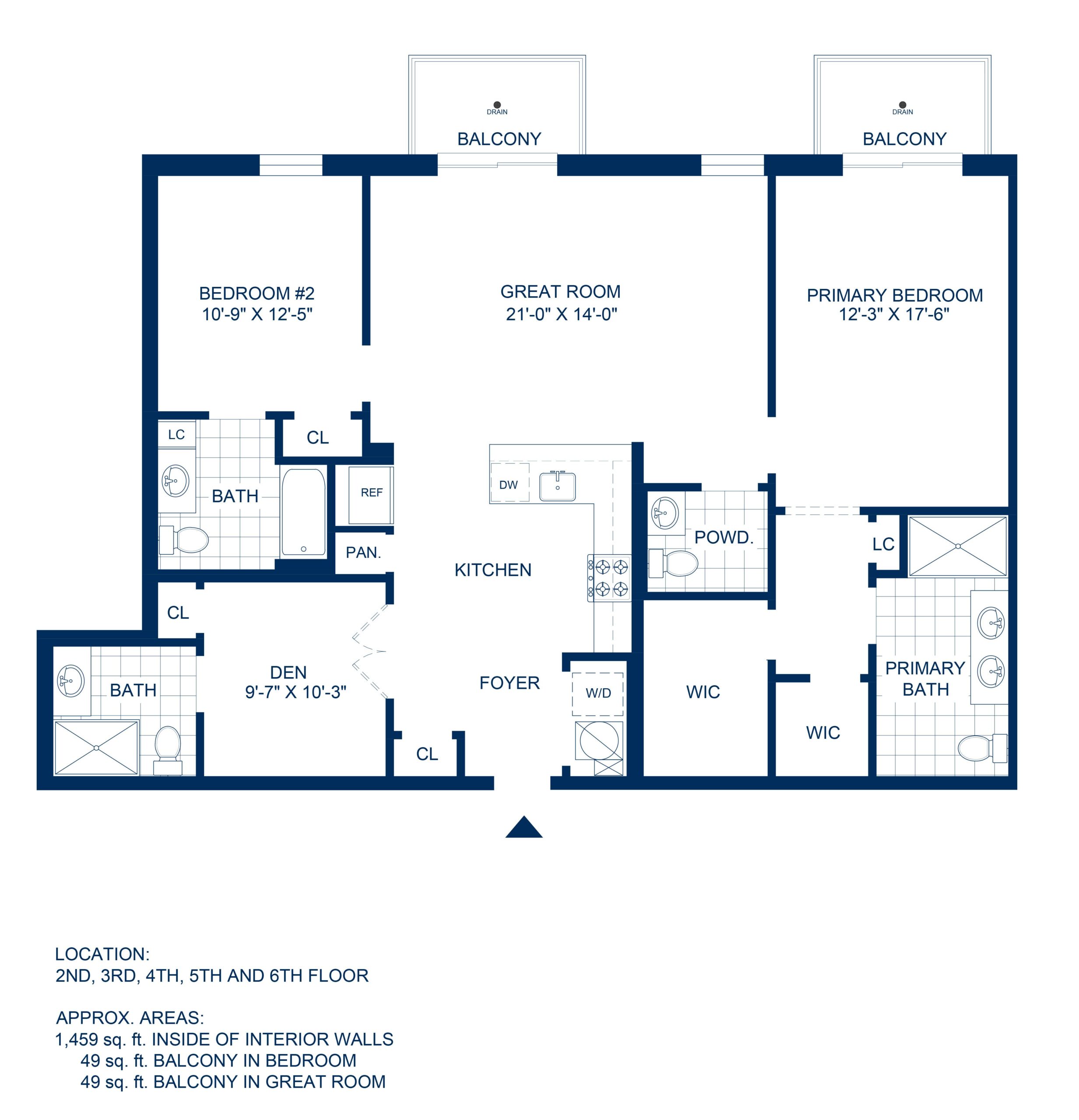 Adelphi Residences Floor Plan - 2 Bedroom - View 1