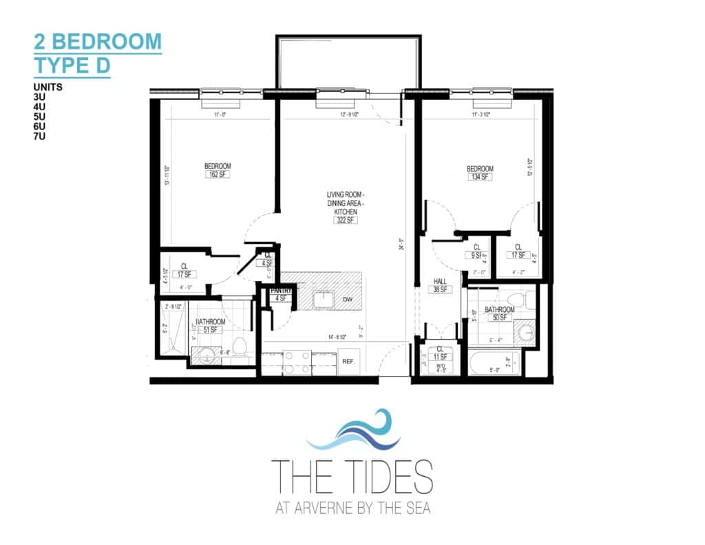 2 Bedroom, 2 Bathroom, 940 sq ft