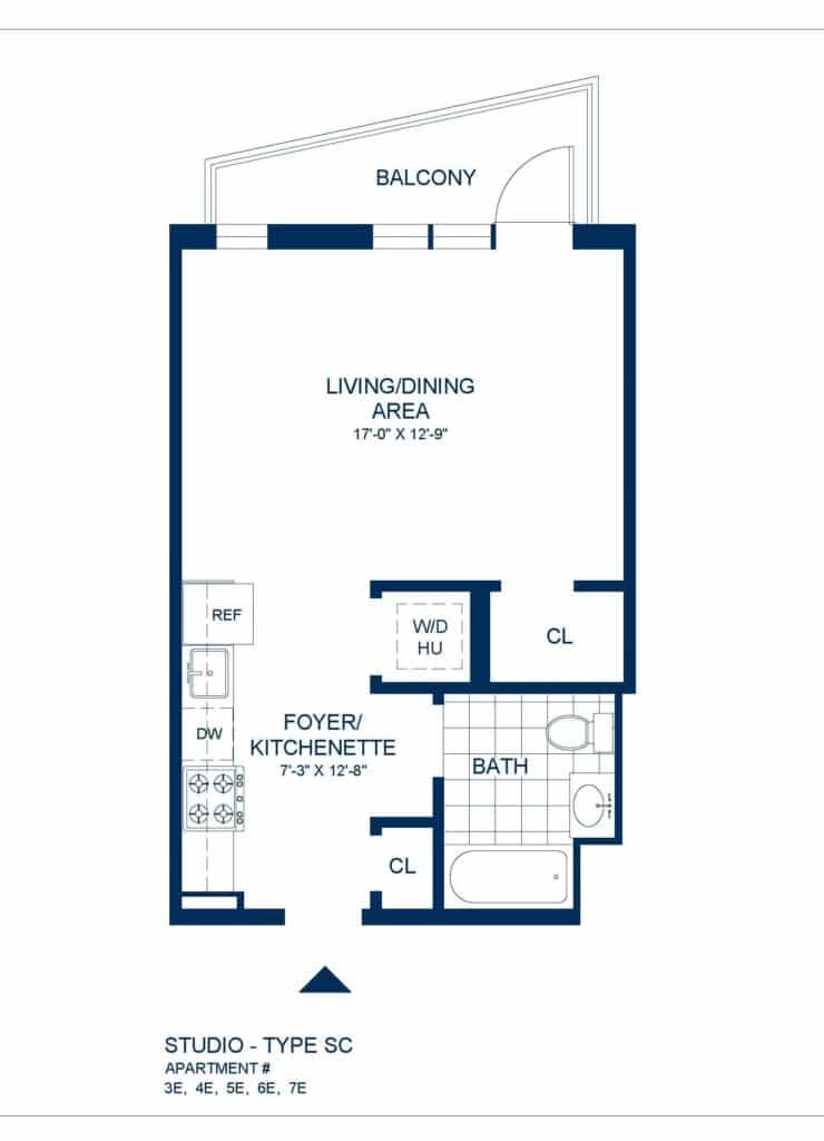 Studio, 1 Bathroom, Balcony, 455 sq. ft.