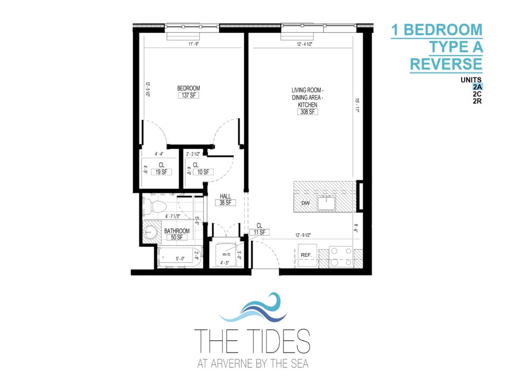 Tides 1 apartment- 1 Bedroom, 1 Bathroom, 659 sq. ft.
