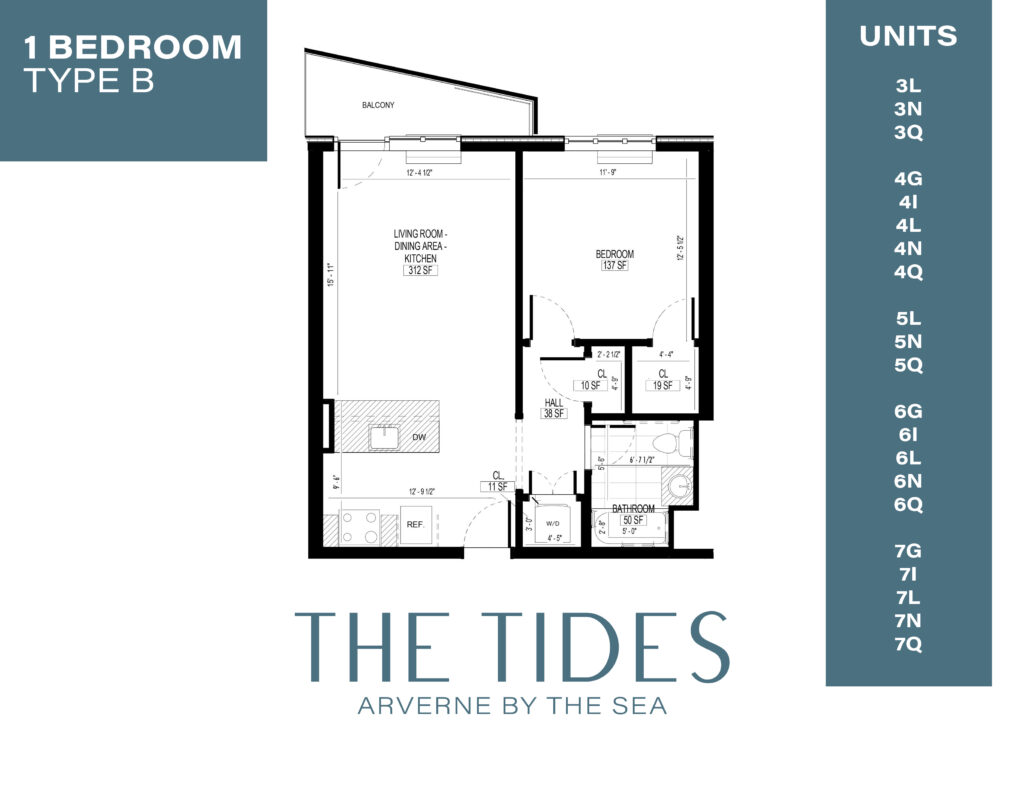 Tides 1- Floorplan - 1 Bedroom, 1 Bathroom