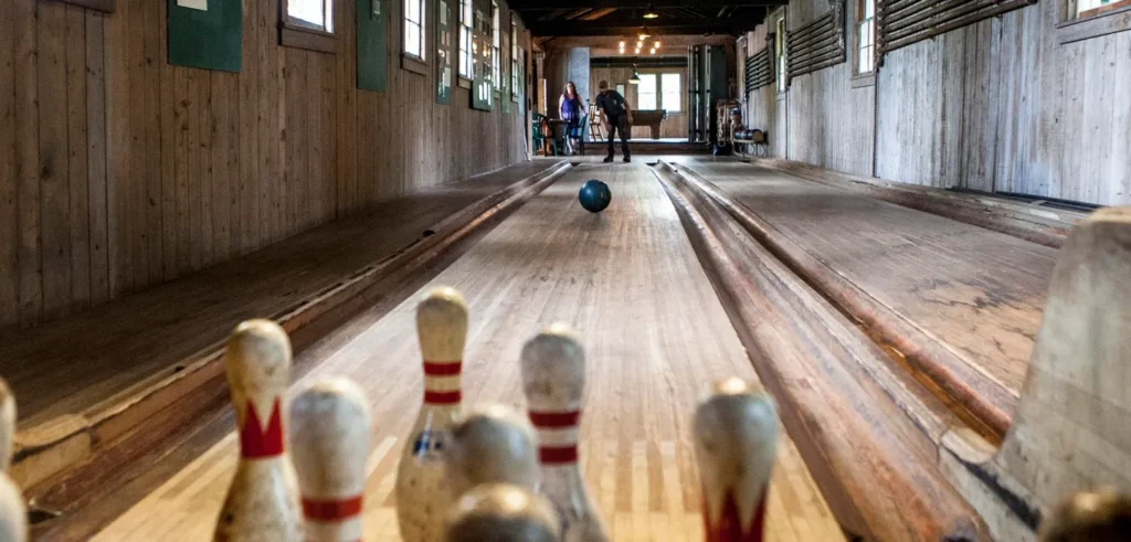 Image of a bowling alley in White Pine Camp.