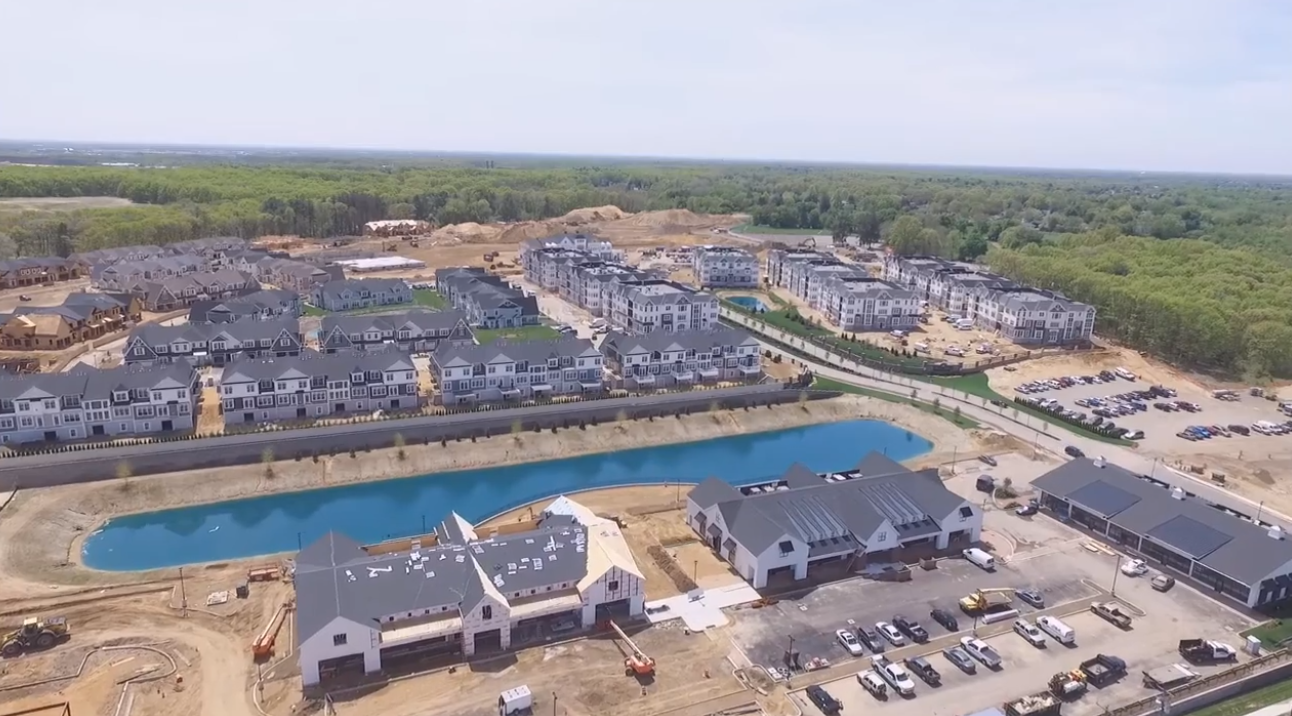 Aerial shot of Country Pointe Plainview construction progress