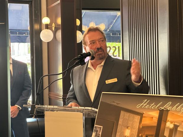 Managing Director of The Adelphi Hotel David Hayes spoke at the ceremony. (Emma Ralls – Medianews Group)