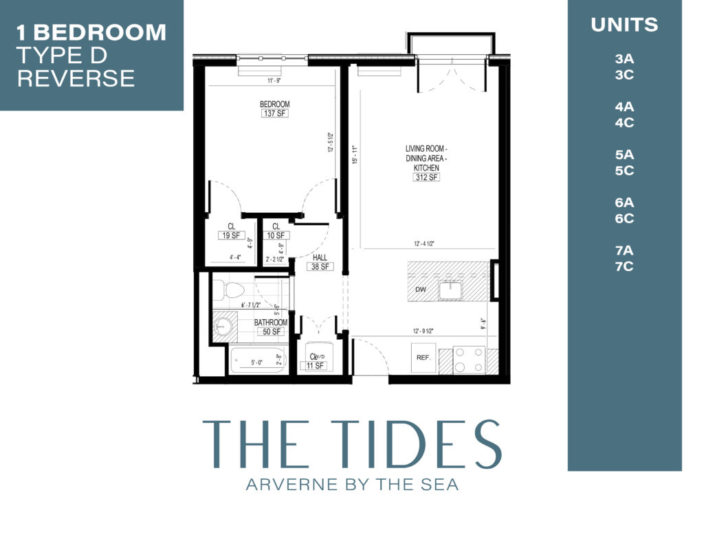 Tides- Type D Floor Plan- 1 Bed - 1 Bath