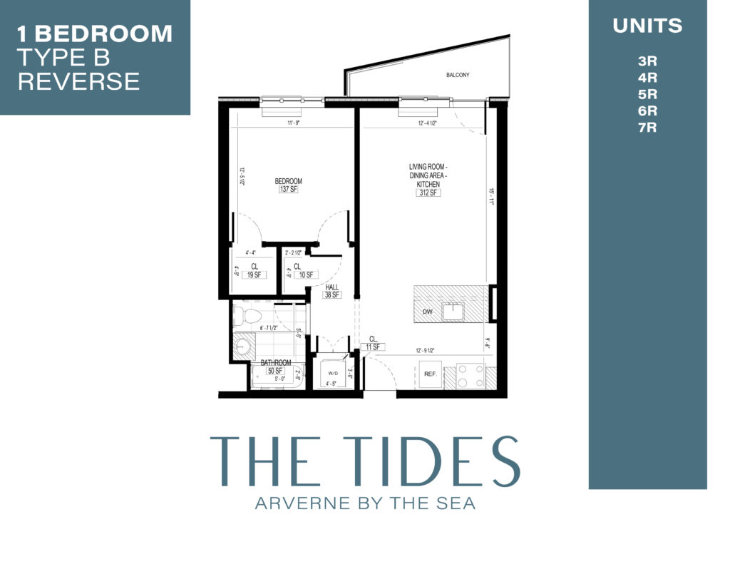 1 Bedroom, 1 Bathroom, Balcony Floor Plan