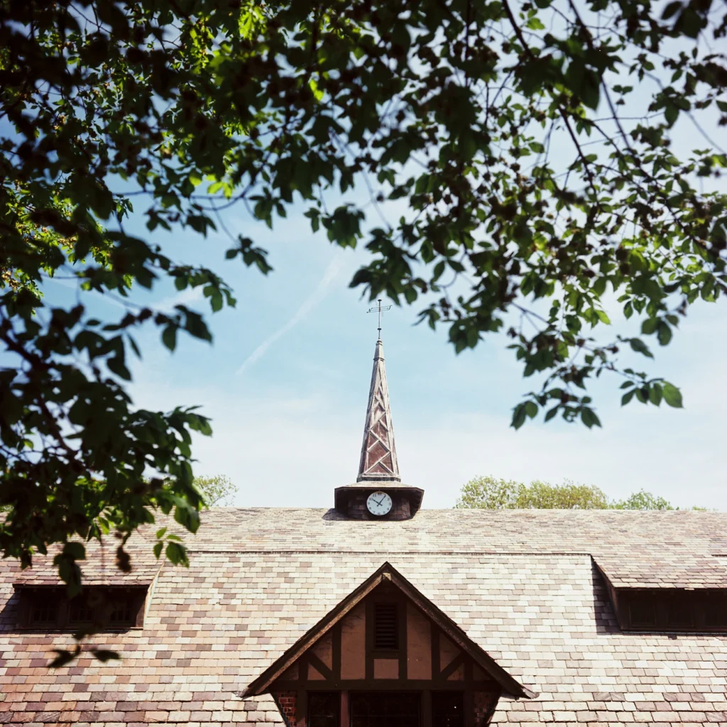 Old Westbury Gardens visitor center and clock tower in New York in Old Westbury, New York
